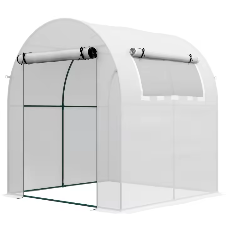 Outsunny Invernadero de Jardín 180x180x200 cm Invernadero de Túnel Pequeño con Puerta Enrollable y Ventana de Malla para Cultivar Plantas Flores - 1