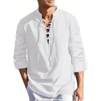 Camisa De Renacimiento Para Hombre Pirate Viking Medieval Camisa De Halloween Transpirable Top De Manga Larga Para Fiestas Diarias Streetwear Casual - details 1