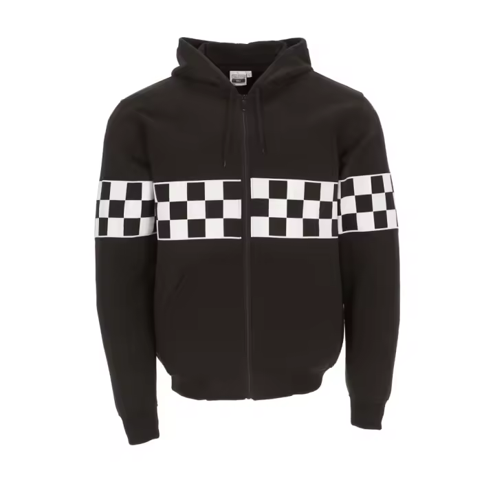 Sudadera Ska - con capucha, cremallera entera y motivo estampado de damero - 1