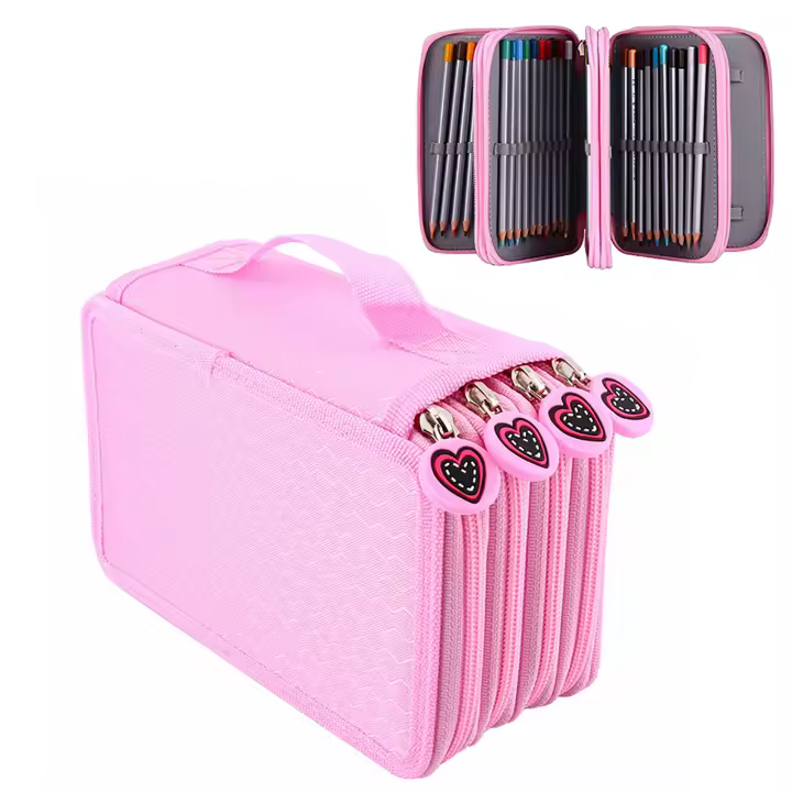 Bolsa de transporte para los colores con ranura de 72 unidades, organizador de los archivos multicapa Oxford de gran capacidad, Rosa - 1