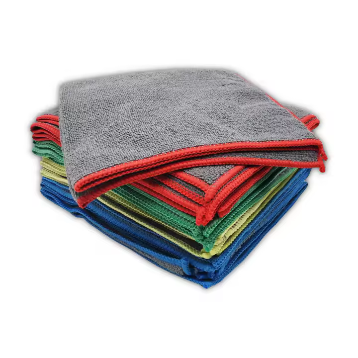 Bayeta de microfibra gris con bordado de colores, Pack 10 Unidades, 38x36cm, PLA Bayeta Microtech, para la limpieza de todo tipo de superficies tanto en húmedo como en seco. Paño microfibra multiusos para la limpieza. - 1