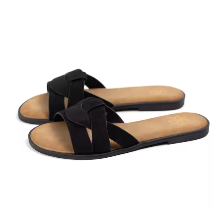 Sandalias planas con plantilla acolchada diseño entrelazado, Chanclas cómodas y versátiles para el verano Mynzi - 1