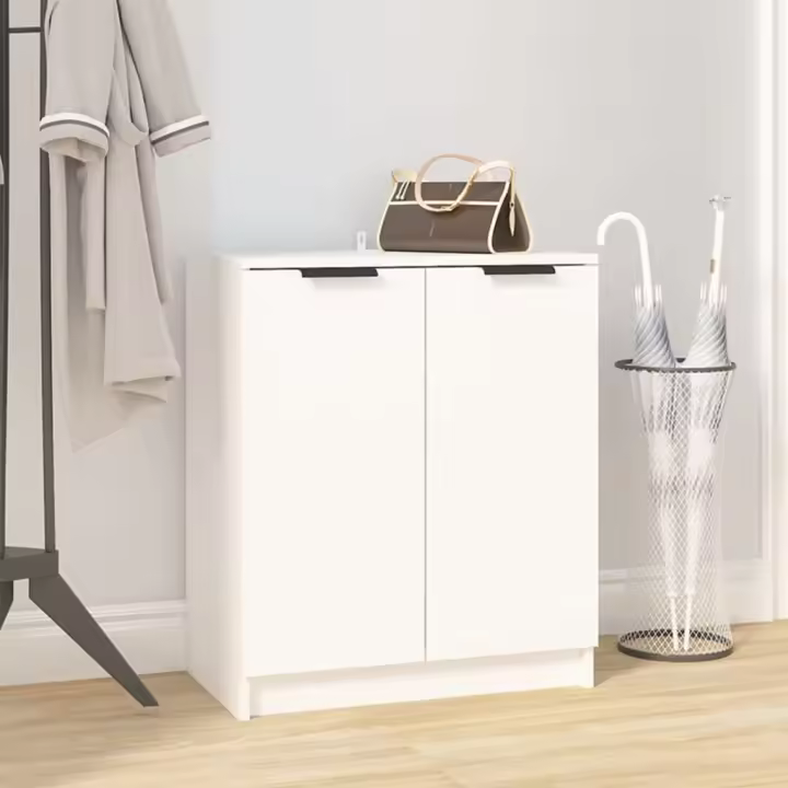 vidaXL Mueble zapatero de madera contrachapada blanco 59x35x70 cm - 1