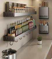 Organizador De Cocina Pared Montado Estante Para Condimentos Y Especias Con Gancho Colgante Material Metálico Para Almacenamiento En La Cocina - details 0
