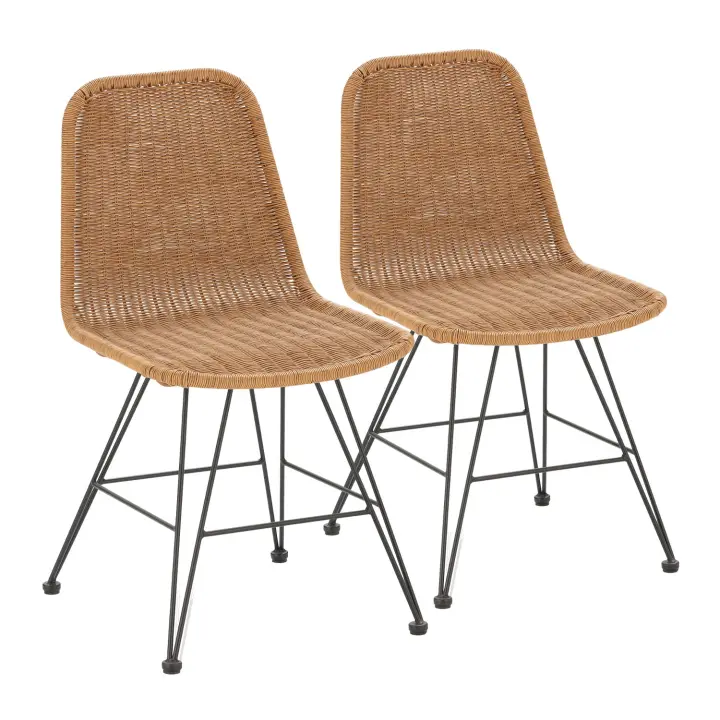 VS Venta-Stock Pack 2 sillas de comedor o jardín Beth Ratan/Negro - 1