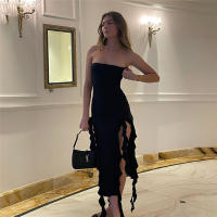 Vestido Asimétrico De Pecho Abierto Para Mujer Y2K Con Corte Va Va Voom Y Tirantes Slim Irregular De Poliéster Sin Mangas Sexy Para Club - details 14