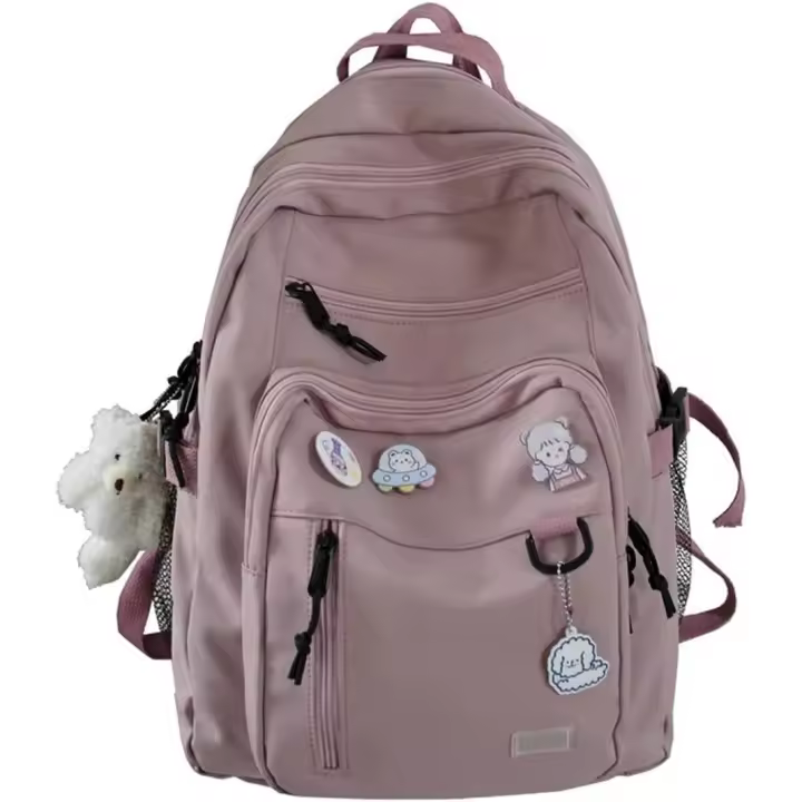 Linda mochila estética para la Escuela, escolar de Secundaria, viaje, mochila Rosa, adolescentes, Oso, Pin, Bolsas para Libros - 1