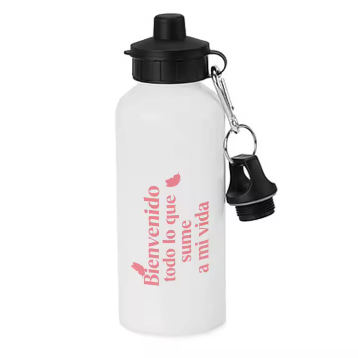 MERCHANDMANIA Bidón deportivo 600 ml acero inoxidable con chupón frase bonita consejo positivo amistad botella escolar deporte bicicleta - 1