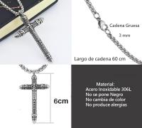 Collar Grueso Hombre Cadena grande Acero inoxidable Cadena Celta Gruesa Vintage colgante Cruz simbolo Nórdico Joya de Amuleto - details 1