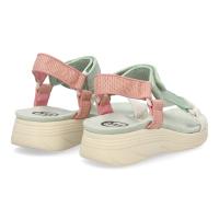 PuntoSalao Sandalias planas cómodas velcro para mujer color verde FF-86 - details 1