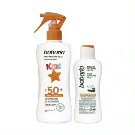 BABARIA KIDS SPRAY PROTECTOR SOLAR SPF 50 200 ML + AFTER SUN ALOE 100 ML SET REGALO - 1