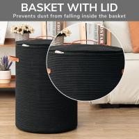 Basto de ropa Alto with Tapa, basket de ropa grande para Dormitory, de ropa para Ropa Cesto, mantas, juegos, basket tejido decorative para Sala de estar - details 1