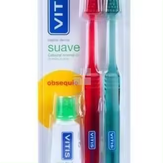 DENTAID Vitis Duplo Cepillo Dental Suave + Pasta Dentífrica 15 ml - 1
