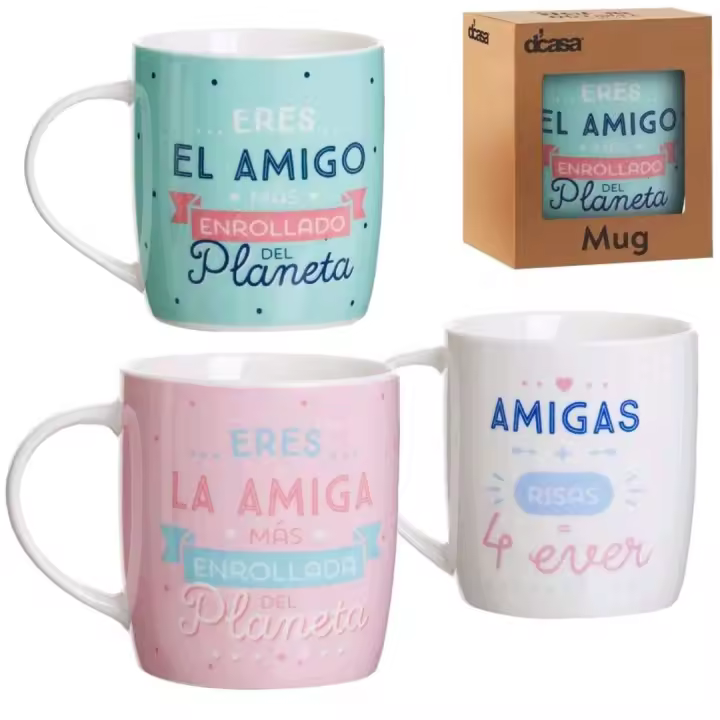 Set 3 Taza Ceramica AMIG@S en Caja de Regalo- DAMDAM GO - 1