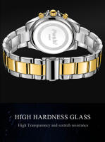Reloj De Pulsera De Lujo Para Hombre POshi Resistente Al Agua Con Cronógrafo Y Foco Luminoso Correa De Aleación Fecha Reloj De Negocios - details 3