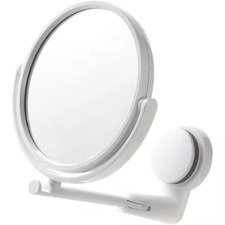 Hole- Espejo de maquillaje Espejo de tocador de pared con ventosa Espejo de succión para ducha Espejo de tocador LED Espejo de maquillaje con ventosa Blanco de longitud completa - 1