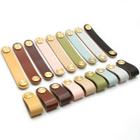 Pomo De Cuero Artificial Y Metal Para Muebles De Niños Estilo Nórdico Pull De Cobre Para Armario De Cocina Y Gabinete Herramienta De Muebles - details 0