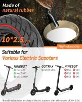 Rueda Maciza 10x2.5 Pulgadas (Llanta ancho 45mm)Antipinchazo para Patinete Eléctrico,Goma Sólida, Neumático Sólido para Ninebot Segway MAX G30 G30P G30LP, Kugoo M4 M4Pro F40/,hiboy S2 Max / max3 / Titan Pro / Titan / gotex G4 / g Max,10 Pulgadas 60/70-6.5 - details 0