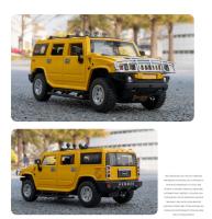 Modelo De Vehículo Todoterreno H2 a Escala 1:24 Con Sonido Luz Puertas Abiertas Absorción De Choque Para Niños Juguetes De Aleación De Metal Regalos - details 9