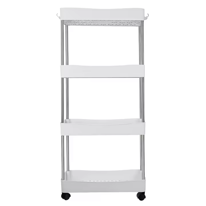 Ruhhy, Estantería Multiusos con Ruedas – Carrito Organizador de Cocina y Baño, 4 Niveles, Diseño Compacto - Organizador con Ruedas Giratorias - Estantería de Almacenamiento Portátil y Estable -  Carro de Almacenamiento para Cocina, Baño o Lavandería - 1