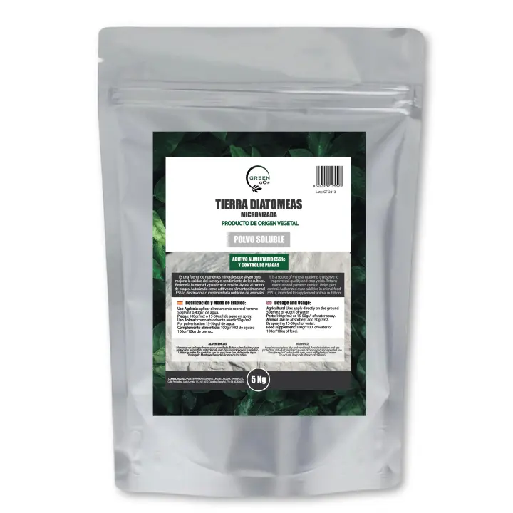GREEN GOF Tierra de Diatomeas Micronizada 5Kg  100% Natural - Aditivo Alimenticio Animal E551c  No calcinada  Alta Pureza  Sin tratamientos ni residuos. Uso en Agricultura, Jardín y Animales. - 1