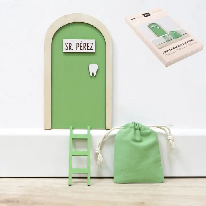 DCASA PUERTA RATONCITO PEREZ INFANTIL VERDE  MEDIDAS 10x1x17 CM - 1
