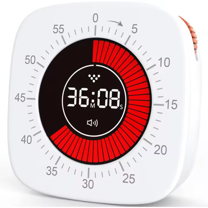Temporizador visual, temporizador digital para niños, temporizador recargable con 4 Modos de Alarma y cuenta regresiva de 60 Minutos, temporizadores silenciosos para Aula, Cocina, Estudio en casa, herramientas para niños y adultos W - 1