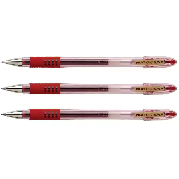 Pilot Bolígrafo G-1 07 Grip Punta Bola Metálica 0,7mm Tinta de Gel Brillante Rojo (Pack de 3) - 1