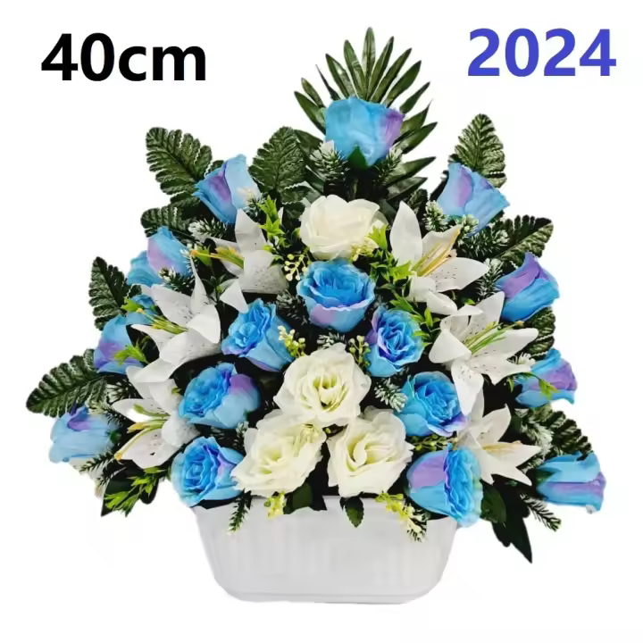Centro de Flores para Cementerio Gerimport | Ramos de Flores para Todos los Santos | Flores Artificiales de Tela | Ancho 40cm | Alto 40cm | Personalizar Color y Medida | Contacto Directo con el Vendedor - 1