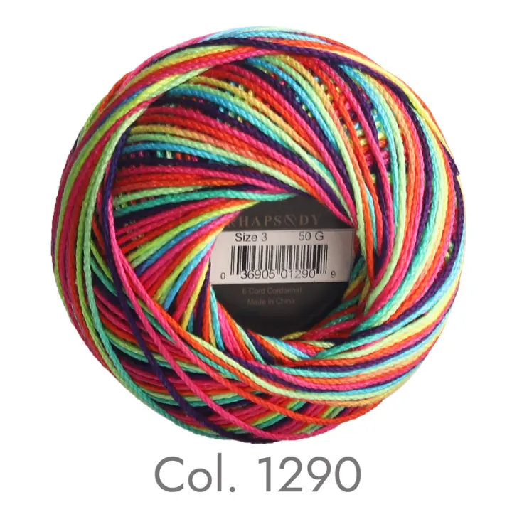 Hilo De C�rdoba Rhapsody De Algodón Egipto Tamaño 3 Para Crochet Variegado DIY Tatting Tejido 50G 120Yds - 1