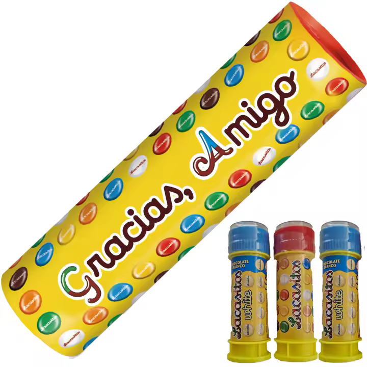 Lacasitos Megatubo 1,5 KG-Gracias, amigo + 3 POMPEROS LACASITOS - 1