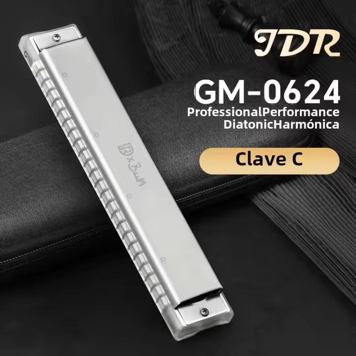 Harmonica Polifónica JDR 24 Agujeros Tremolo Para Profesionales Y Estudiantes Organizador De Bocina Metálico Para Adultos - 1