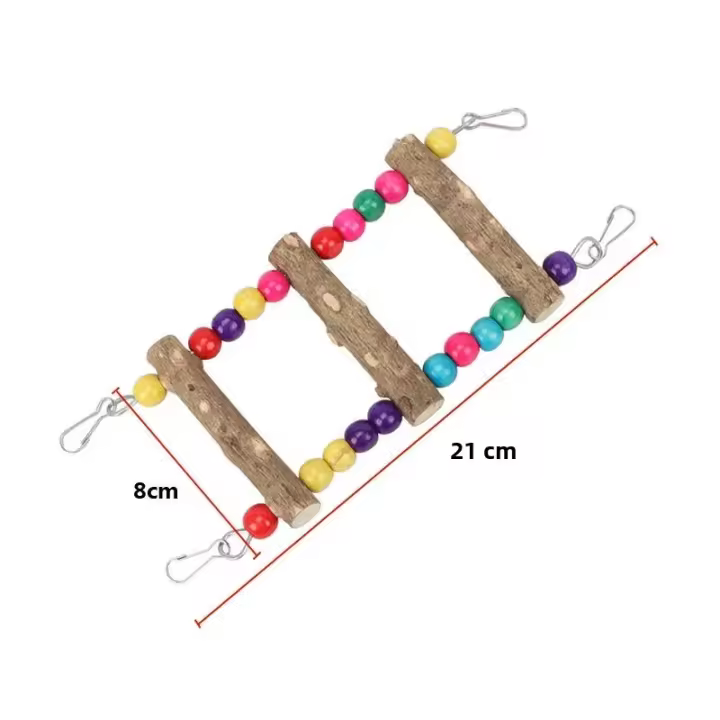 Juguete Para Aves Lámpara De Madera Natural Con Bola Colorida Y Escalera De 3/5/7 Runas Para Periquitos Conures Y Cacatúas - 1