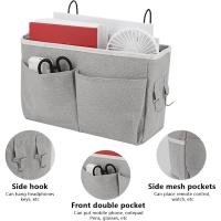 2 unids cama bolsillos (gris, blanco), lona impermeable mesita de noche organizador colgante cesta de la cabecera, bolsillo de la cama para el hogar Off escuela - details 1