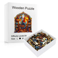 Puzzle De Madera Para Adultos En Forma Única Librería Del Dragón Regalo Para Amigos Juego De Lógica Y Desafío Mental - details 1