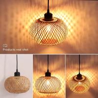 Lámpara Colgante De Bambú Tejida Decorativa Para Pasillo Y Sala De Estar E27 Fuente De Iluminación Moderna Y Retro - details 3
