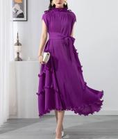 Vestido Largo De Color Sólido Para Mujer Miyake Estilo Bandage Sin Mangas Diseño De Pliegues A-Line Casual Para Fiestas Noche - details 5