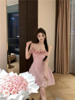 Vestido De Fiesta Mini Rosa Princesa Estilo Francés Con Flores 3D Y Tirantes Spaghetti Para Mujer Vestido Tutú Dulce De Verano - details 3
