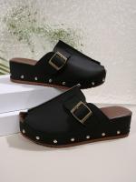 SP Zapatillas de Suela Gruesa para Mujer, novedad de Verano 2025, zapatillas de Suela Gruesa con punta Cerrada de gran tamaño y cinturón de cinturón decorativo. - details 2