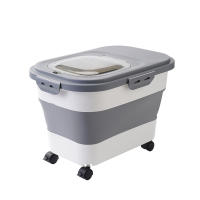 Contenedor De Almacenamiento Para Alimentos Para Perros Y Gatos Colapsable 13/33LB Caja De Alimentos Para Gatos Con Tapa Airtight Para Cocina Granos Y Arroz - details 12