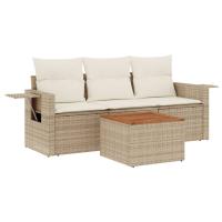 vidaXL Juego de sofás jardín 4 pzas con cojines ratán sintético Negro, Negro y crema, beige and cream Conjunto Terraza Muebles Jardín Exterior Juego de Muebles de jardín Mueble Jardín Exterior Muebles de Salon Exterior - details 2