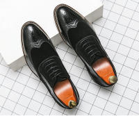Zapatos De Negocios De Moda Para Hombre En Cuero Con Punto Y Lazo Zapatos De Boda Con Diseño De Brock Zapatos Casuales Transversales Para Adultos - details 8