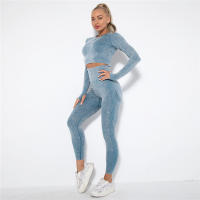 SSITO Conjunto de Yoga sin Costura para Mujer, trajes Deportivos para Fitness, ropa de Gimnasio, Top Short de manga Largo, camisas, Mallas para Corver High, pantalones de entrenamiento - details 17