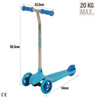 EVO - Patinete 3 ruedas azul, medidas 54x33,5x65,5 cm, peso máximo soportado 20 kg, freno trasero, base y manillar antideslizantes, juguetes niños +2 años, juguetes aire libre, juegos exterior - details 3