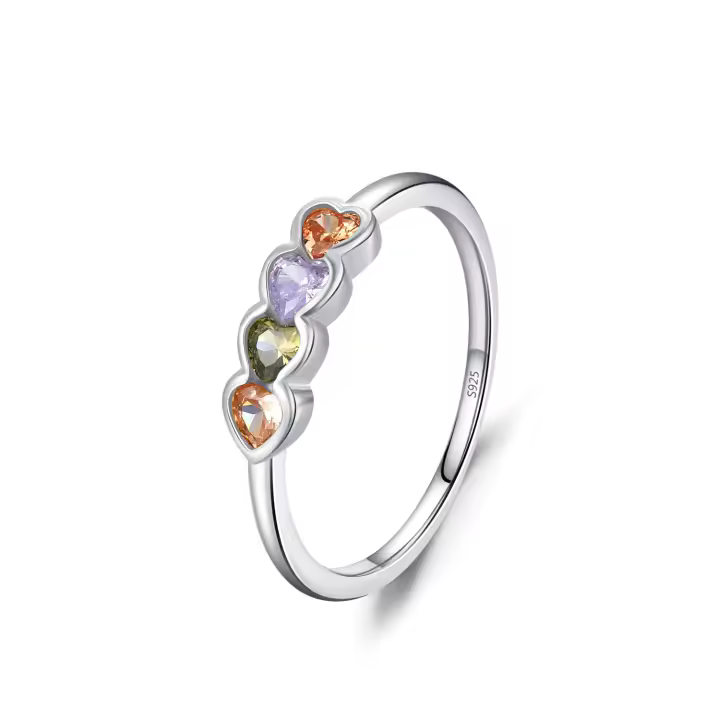 Zenyth-Anillo de conexión de Corazón de Amor colorido para Mujer, de Plata de Ley 925, Amulet de Fashion, temperament, elegant para Pareja gift - 1