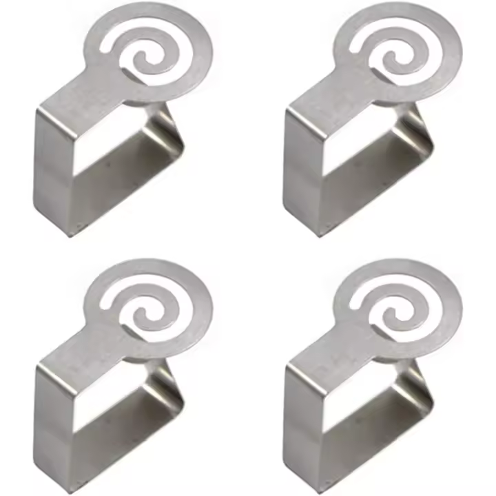 Clip de Mantel engrosado Clip de Mantel ajustable de acero inoxidable Clip de Mantel antideslizante Clip de Mantel Abrazaderas de cubierta de mesa Patrón en espiral exterior e interior para mantel al aire libre 4 piezas - 1