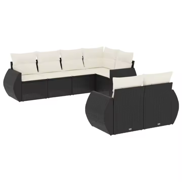 Set de Comedor de Jardín 7 pzas y zapatos sintético Negro - 1