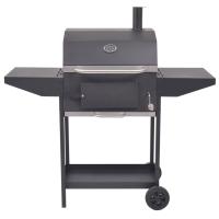 vidaXL Barbacoa Ahumador al carbón con estante inferior negro - details 2