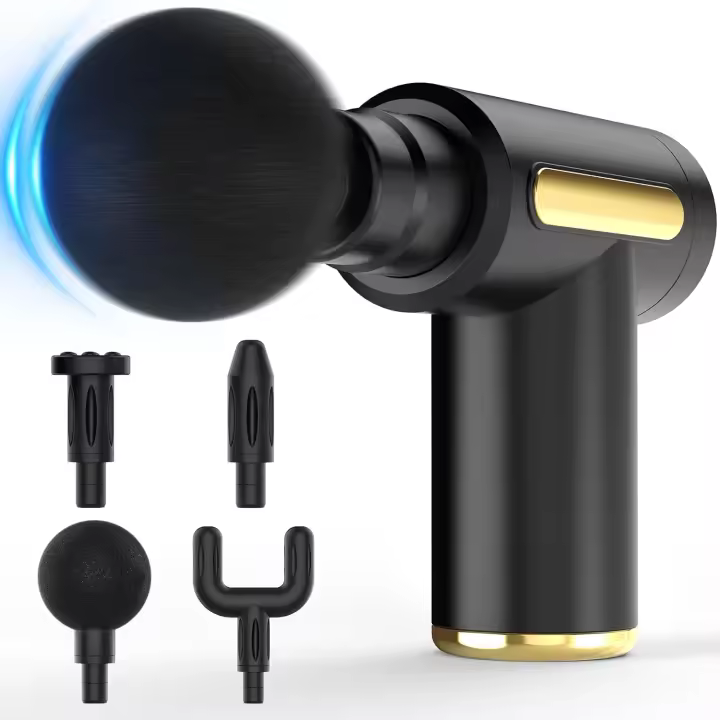 Pistola de masaje, pequeña herramienta de viaje, pistola de masaje de pecho, percusión portátil musculoso herramienta para Alivio del cuello de cuerpo Tto, Regalos ideales para hambres, Mujeres (Negro) - 1