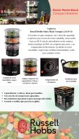 Russell Hobbs Vaporera Compacta Matte Black 26530-56 | 7L De Capacidad, 3 Recipientes Para Cocción Al Vapor, Cuenco Para Arroz, Temporizador De 60 Minutos, Sin BPA, Diseño Compacto, Acero Inoxidable - details 0